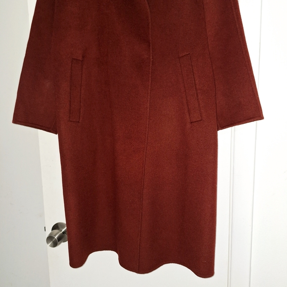 Oversized Rich Brown Long Cashmere Blend Coat Sz S - Picture 2 of 7